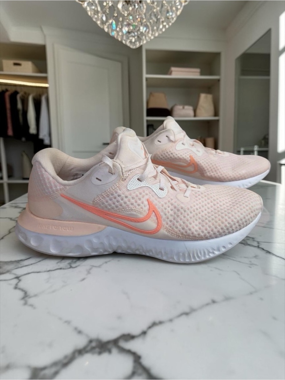 Nike Renew Run Women's Running Shoes Mesh Pink Orange Athletic Sneakers Size 11